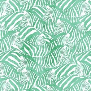 Small scale // Exotic and colourful zebra stripes // watercolour silver tree green animal print