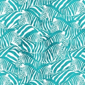 Small scale // Exotic and colourful zebra stripes // watercolour teal animal print