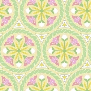 Pencil Drawing Retro Floral - pastel yellow - small