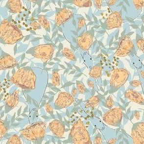 Rabbit in the Poppies (Light Blue 8-inch repeat)