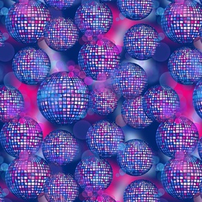 Pink Disco Ball Fabric, Wallpaper and Home Decor