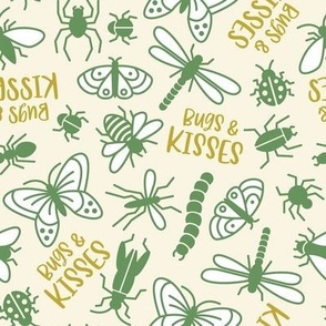 Bugs and Kisses - Cream/Green, Medium Scale