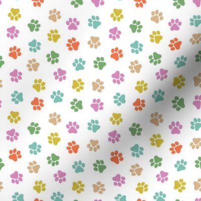 Paw Prints  - Brights, Small Scale