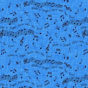 joyful noise on blue linen