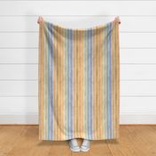 Summer Beach Sunrise Watercolor Stripes Vertical - Medium Scale -  Blue Orange Yellow Beach Colors Gender Neutral Summer