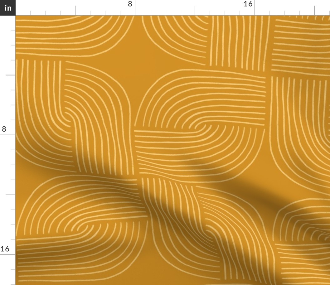 Entwined - Geo Lines Gold Saffron Yellow by Angel Gerardo - Jumbo Scale