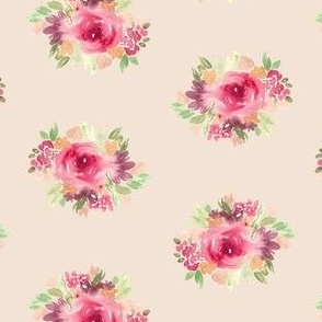 Autumnal, floral, cream, dusty rose, pink, rose, pretty, girly, watercolour, watercolor, fall, ashleigh fish,