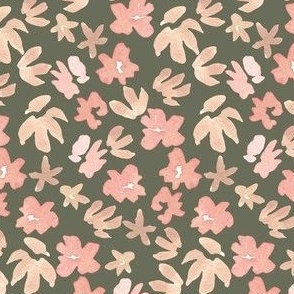 Pink, Peach, 3 inch, ditsy floral, watercolor, pretty, boho, neutral, olive, nursery, baby, kids, ashleigh fish, fall, autumn