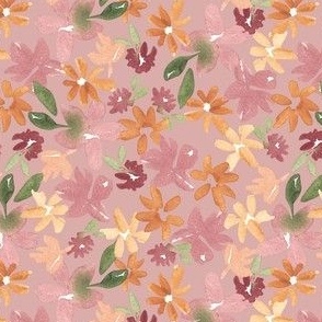 Autumn meadow, 5 inch, pink, dusty pink, fall, floral, watercolour, watercolor, Ashleigh fish, ditsy floral, blender, pretty