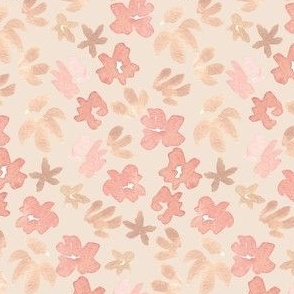 Pink, Peach, 3 inch, ditsy floral, watercolor, pretty, boho, neutral, beige, nursery, baby, kids, ashleigh fish