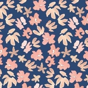 Pink, Peach, 3 inch, navy, ditsy floral, watercolor, pretty, boho, neutral, beige, nursery, baby, kids, ashleigh fish