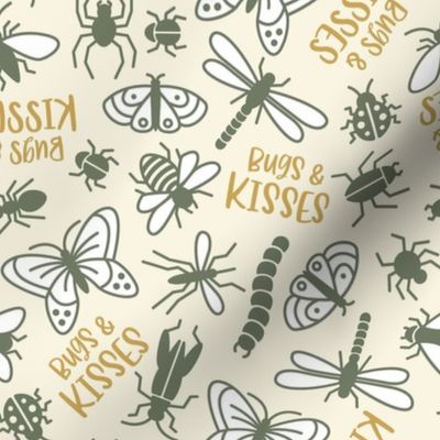 Bugs and Kisses - Cream/Sage, Medium Scale