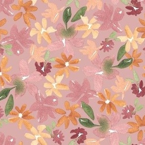 Autumn meadow, 7 inch, pink, dusty pink, fall, floral, watercolour, watercolor, Ashleigh fish, ditsy floral, blender, pretty