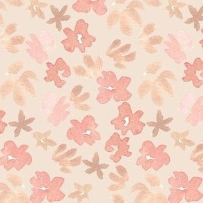 Pink, Peach, 4 inch, ditsy floral, watercolor, pretty, boho, neutral, beige, nursery, baby, kids, ashleigh fish,  fall, autumn