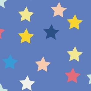 Medium Stars on bright blue for baby boys, nursery, kid and accessories 