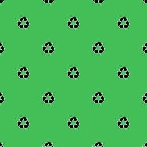 Recycling Symbol - Black with a White (unprinted stroke) on a Green Background