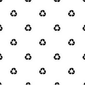 Recycling Symbol - Black on a White Unprinted Background