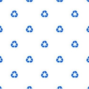 Recycling Symbol - Blue on a White Unprinted Background