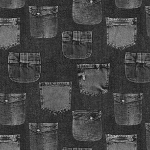 Black jeans pockets patchwork