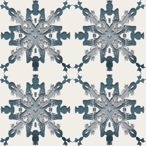 Snowflake Printed Look Teal Grey Blue (3in)
