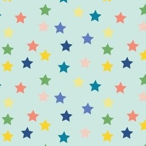 Small Stars on mint green for baby boys, nursery, kid and accessories, blender print