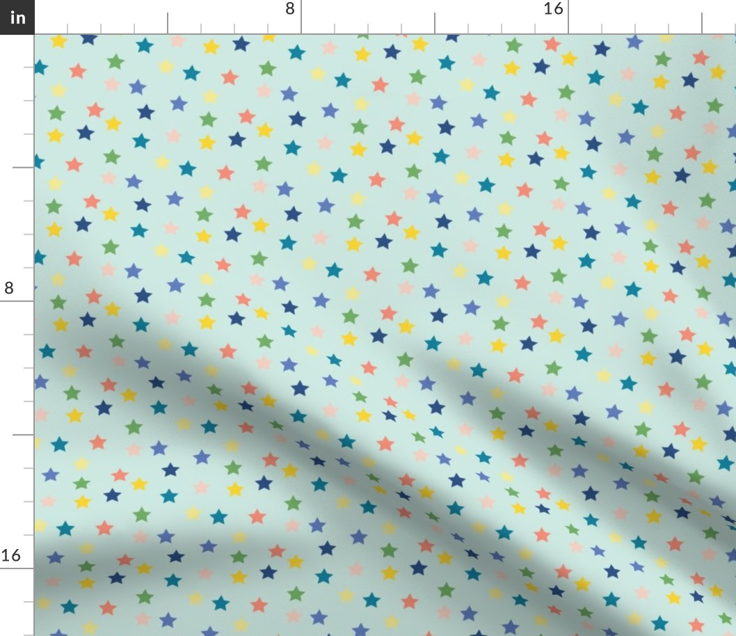 Small Stars on mint green for baby boys, nursery, kid and accessories, blender print