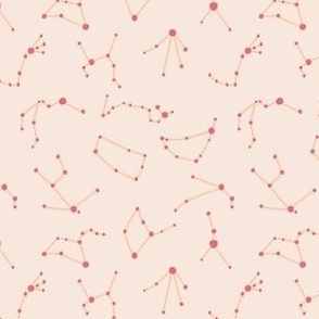 Small star sign astrological constellations on light pink for outer space kids