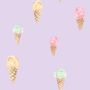Ice cream, soft serve, watercolour, watercolor, ashleigh fish, summer, food, spring, lilac, purple