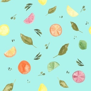 Citrus, green, mint, bright, kitchen, lemon, orange, lime, ashleigh fish, watercolor