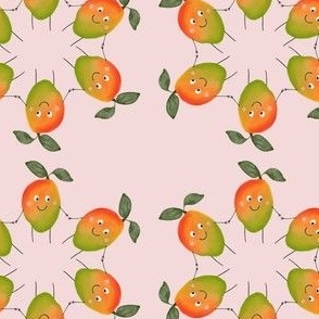Cute happy mango on pink for kids