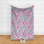 Pink sunshine floral- large scale