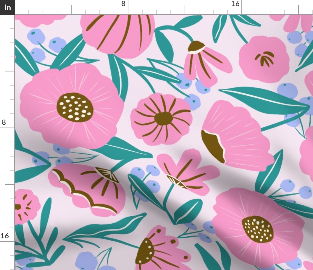 Pink sunshine floral- large scale