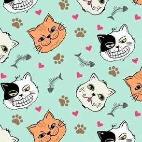 Cat Faces Green