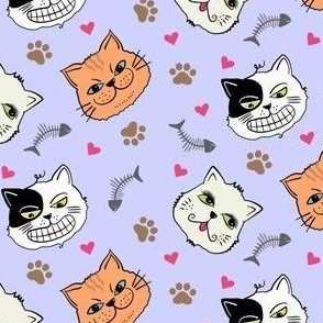 Cartoon Cat Faces Fabric, Wallpaper and Home Decor | Spoonflower