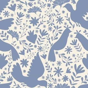 Otomi birds blue BIG Wallpaper
