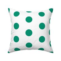 Large Polka Dots Emerald Green White 2