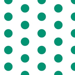 Large Polka Dots Emerald Green White 2