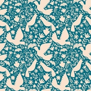 Otomi birds teal blue small