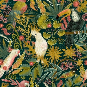 Birds At Night Fabric, Wallpaper and Home Decor | Spoonflower