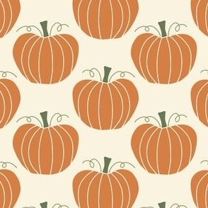 boho fall pumpkins in orange and cream for kids and kitchen linen. Gender neutral market vegetable for halloween