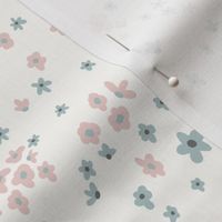 Ditsy floral, 4.7 inch, small, light whimsical, cottage core, pretty, soft, feminine, girly, pink, blue, nursery, baby, daisy, scattered, ashleigh fish