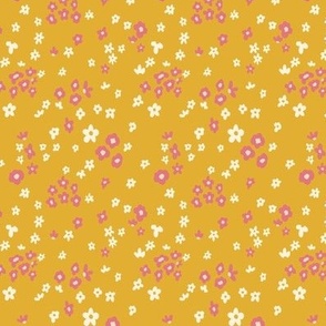 Disty Floral, 3.5 inch, small, yellow, whimsical, cottage core, pretty, soft, feminine, girly, pink, nursery, baby, daisy, scattered, ashleigh fish, autumn, fall