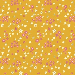 Disty Floral, 4 inch, small, yellow, whimsical, cottage core, pretty, soft, feminine, girly, pink, nursery, baby, daisy, scattered, ashleigh fish, autumn, fall