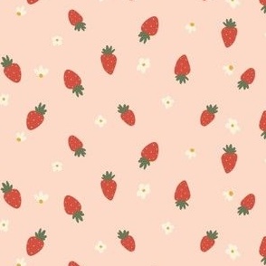 pink and red strawberries with white flowers / Small/ . Cute for kids bows, accessories and summer 