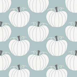 boho fall pumpkins in blue and white for kids and kitchen linen. gender neutral market vegetable