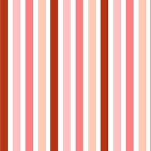 Red stripe coordinate / white background / pink / red