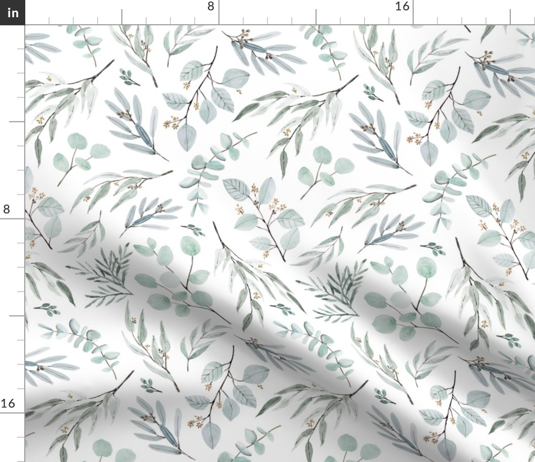 Native Eucalyptus Leaves Fabric Wallpaper