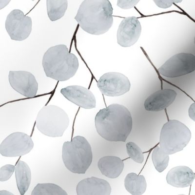 Watercolor Silver Dollar Eucalyptus Leaves Wallpaper