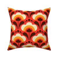 0969 - playful retro flowers, orange / yellow / brown