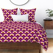 0970 - playful retro flowers, purple / yellow